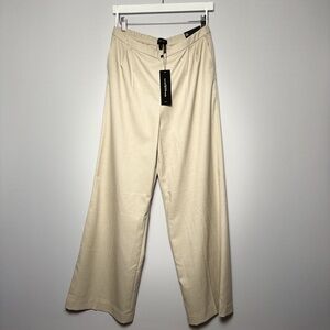 Donna Karan Women's Wide Leg Pleated Trousers Beige Size 10 NWT